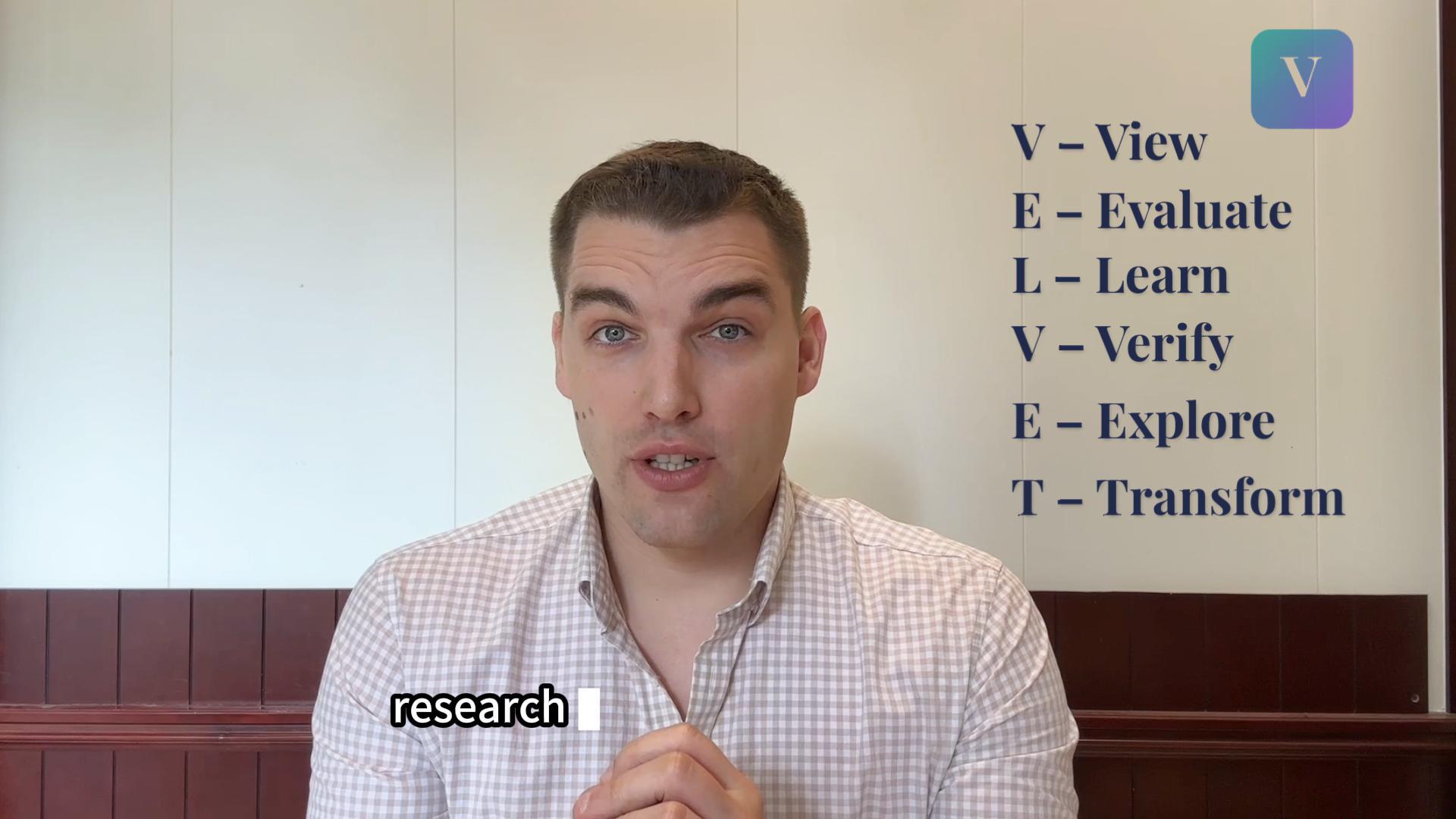 James Martin introducing the six Velvet Method steps — View, Evaluate, Learn, Verify, Explore, Transform